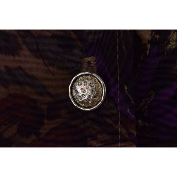 Vintage 90s Brown Jungle Floral Blouse size L - Picture 6 of 10